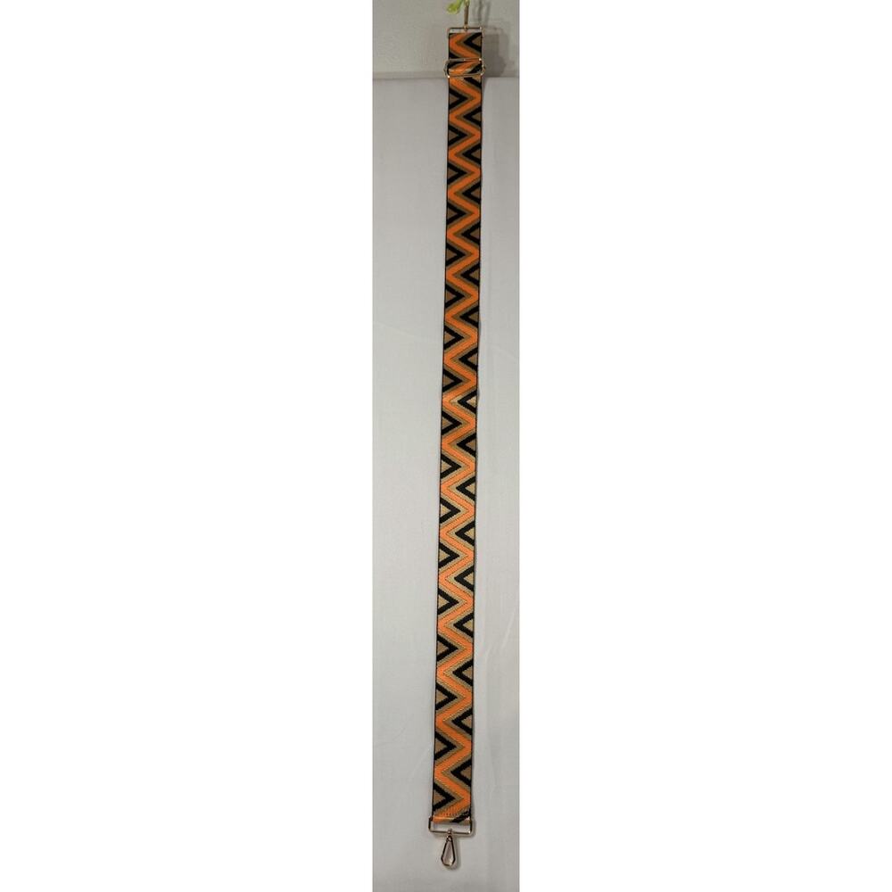 Boho Bag/Guitar Strap multicolor  Chevron 2" Wide Adjustable Gold Hardware